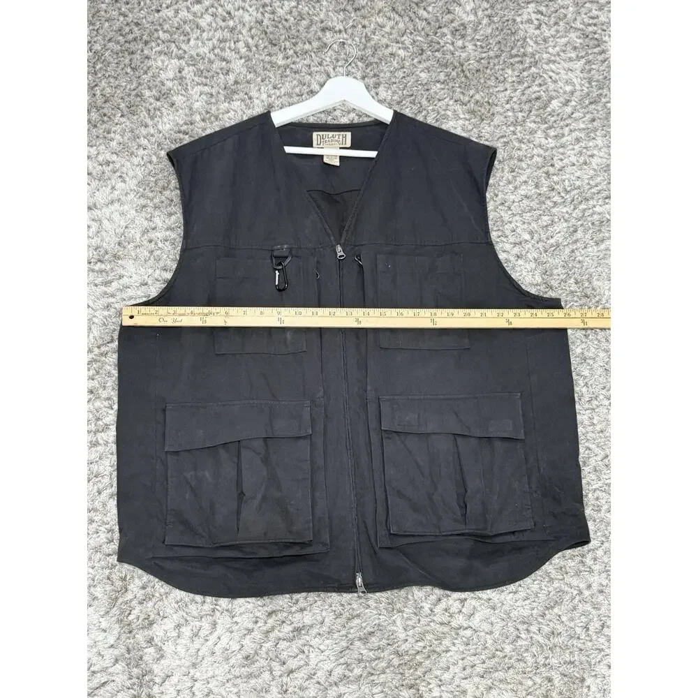 Duluth Trading Co Mens Vest Black Fishing Cargo Utility Pockets Workwear Size XL